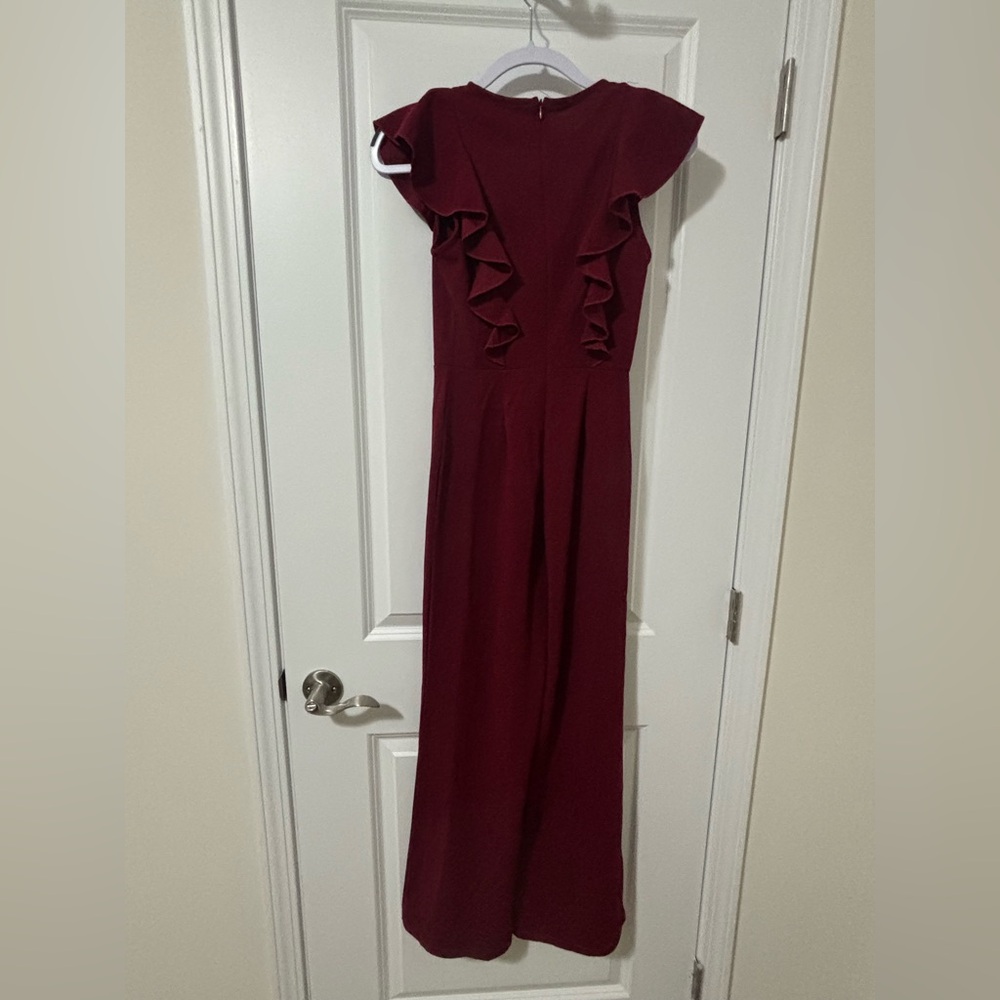Source Unknown Burgundy Ruffle Maxi Dress - Picture 3 of 3